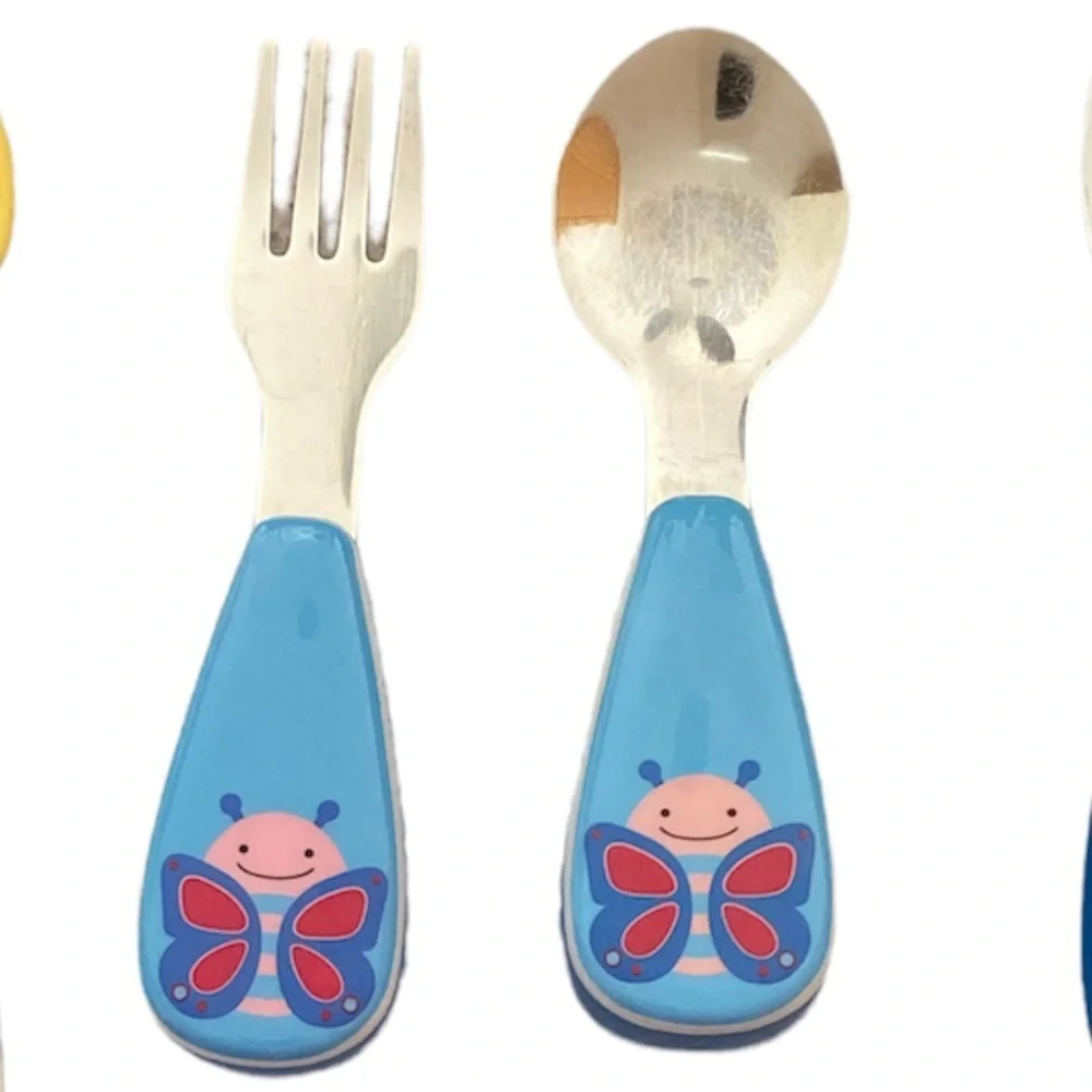 Nuk baby spoons and forks green blue and yellow